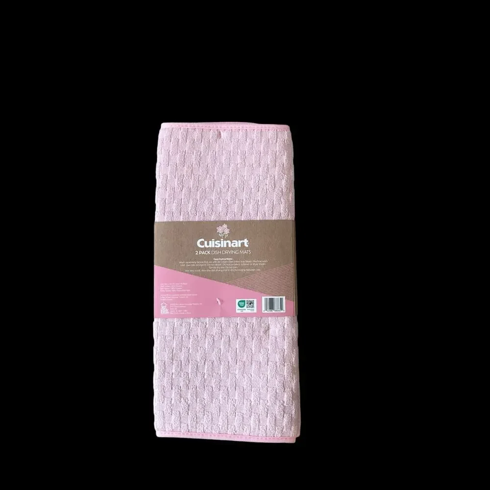 CUISINART Pastel Pink Kitchen Dish Drying Mats 18x24 Set of 2 NEW